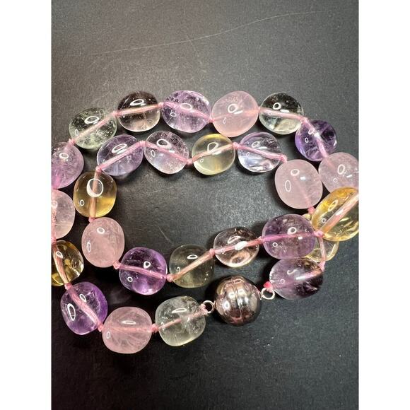 NEW Multi quartz knotted 18 inch necklace with 925 magnetic clasp - Picture 10 of 13